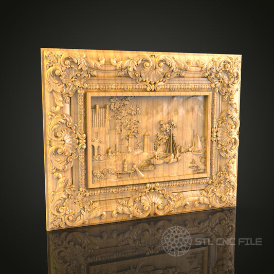 Sailboats at Ruins STL Model - CNC Router Engravable File for Artcam, Aspire - Wood Art & Wall Decor