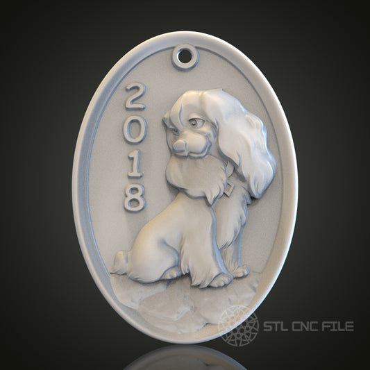 2018 Dog Medal STL Model for CNC Router Engraver, Artcam, Aspire, Wood, Wall Decor