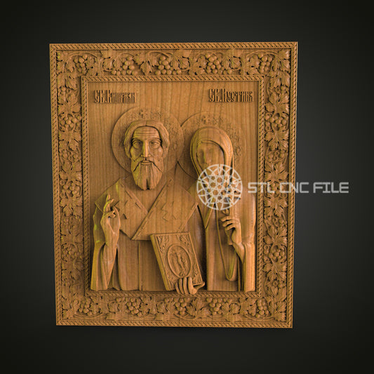 Saintly Duo CNC STL File - 3D Printable Religious Icons for Artcam, Aspire - Ornate Church Decor