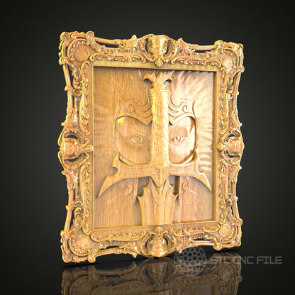 Mystical Mask 3D Relief Model for CNC – Ornate Masquerade Art, Wood Carving File