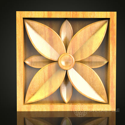 Star-Shaped Floral Panel STL Model for CNC Router, Compatible with Artcam, Aspire - Modern Wall Art