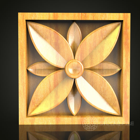 Star-Shaped Floral Panel STL Model for CNC Router, Compatible with Artcam, Aspire - Modern Wall Art