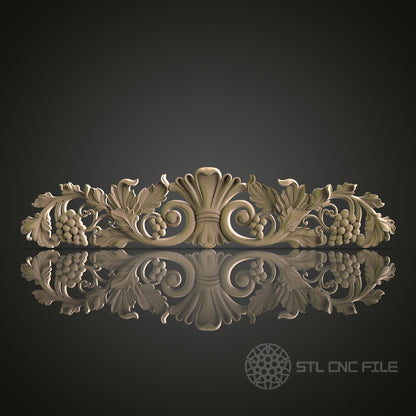 Grape Vine and Shell Pediment for CNC and 3D Printing - STL File