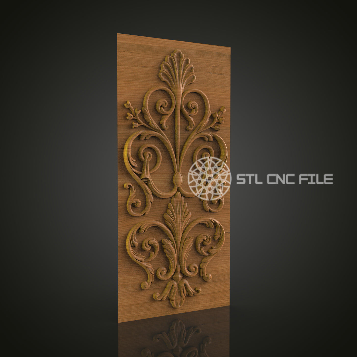 Elegant 3D Carved Floral Panel STL File for CNC and 3D Printing - Ornate Relief Art, Home Decor, Digital Download
