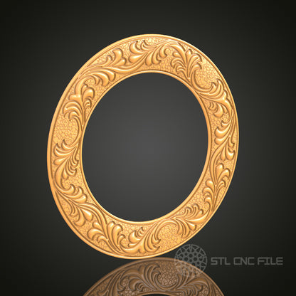 Ornate Round 3D Frame STL Model for CNC Router, Artcam Aspire CNC Files, Wood Art Decor