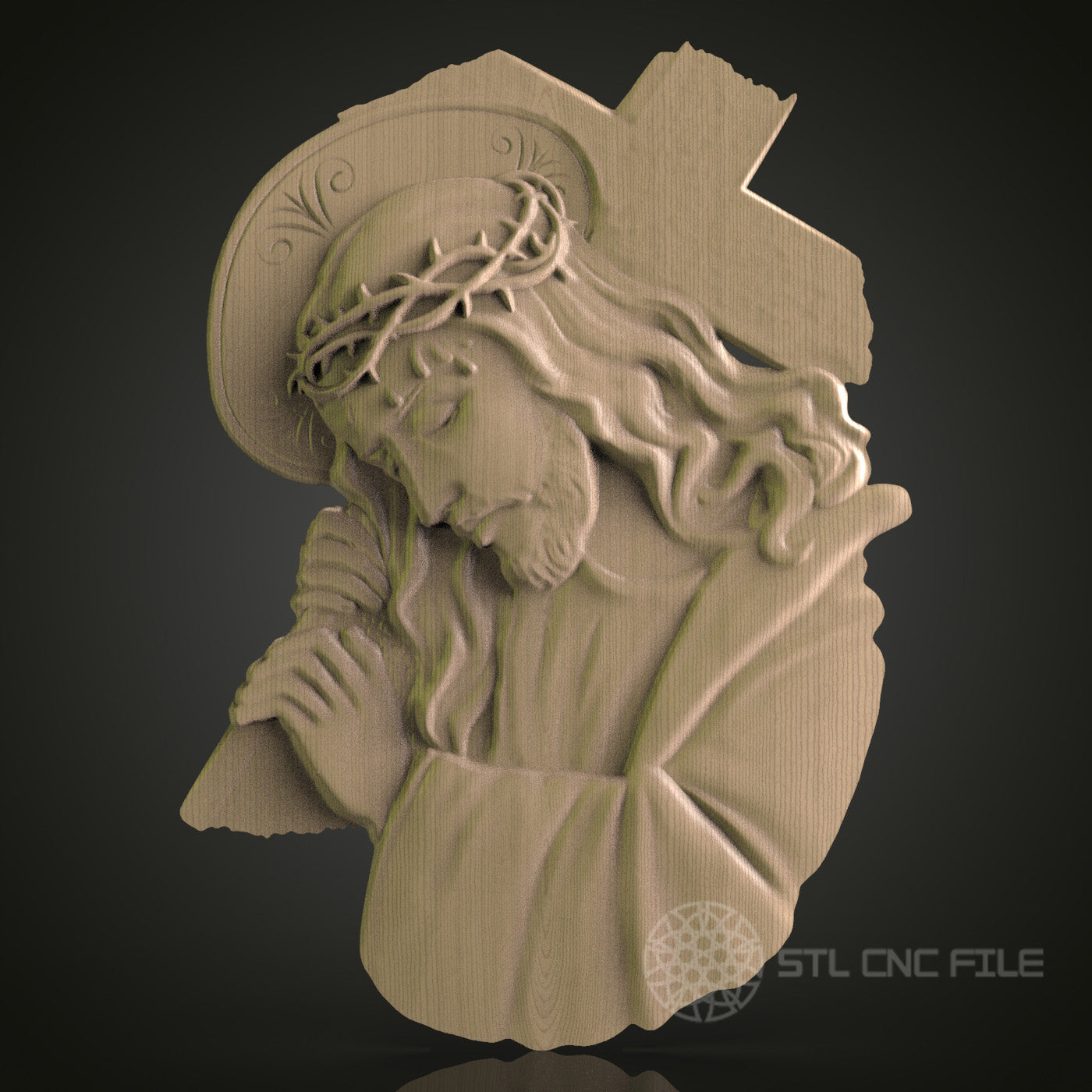 STL Model of Jesus Carrying Cross, CNC Router Engraver, Artcam, Aspire, CNC files, Wood Art, Wall Decor, 3D Printer