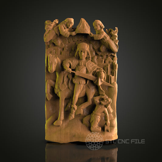 Knight on Horseback Relief - STL Model for CNC Router Engraver - Compatible with Artcam, Aspire - Historical Wall Art, 3D Printer Ready