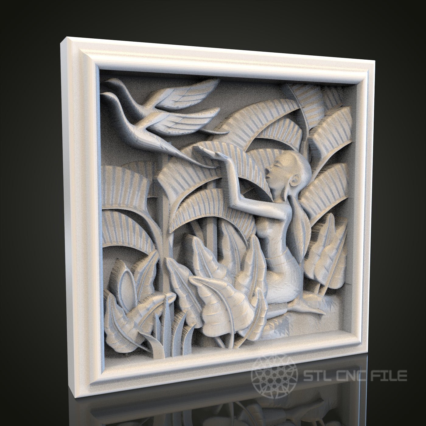 Jungle Scene Relief STL Model for CNC Router Engraver, Artcam, Aspire, Wood, Wall Decor