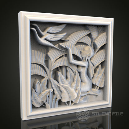 Jungle Scene Relief STL Model for CNC Router Engraver, Artcam, Aspire, Wood, Wall Decor