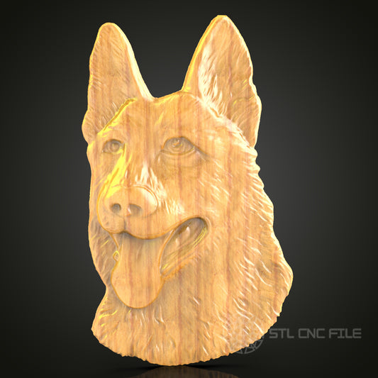 German Shepherd 3D Model STL File for CNC Routers - Artcam, Aspire, Wood Art, Wall Decor, CNC Engraving File