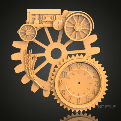 Tractor Gear Clock - STL Model for CNC Router and 3D Printing - Artcam, Aspire Compatible