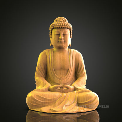 Seated Buddha Relief - STL Model for CNC Router Engraver - Artcam, Aspire Compatible - Wood Art, Wall Decor, 3D Printer Ready