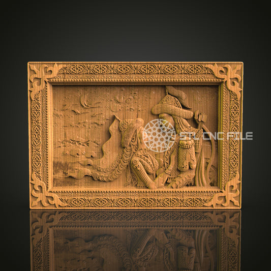 Intricate 3D Carved Medieval Scene STL File for CNC and 3D Printing - Decorative Relief Art, Wall Decor, Digital Download