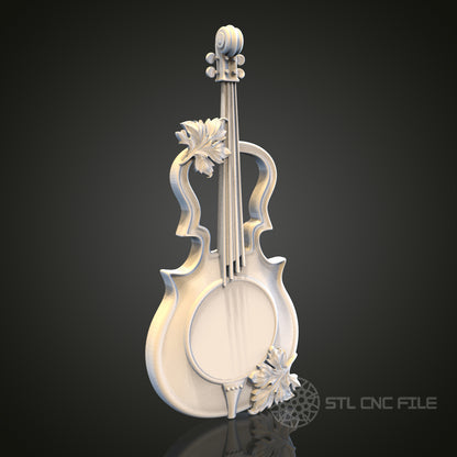 Elegant Violin STL Model for CNC Router Engraver, Artcam, Aspire, Wood Wall Decor, 3D Printer