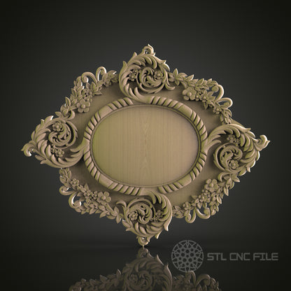 Ornate Floral Oval Frame CNC Router File - STL for 3D Printing and Wood Carving