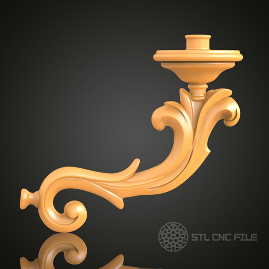 Ornate Candle Holder - STL Model for CNC Router and 3D Printing - Artcam, Aspire Compatible