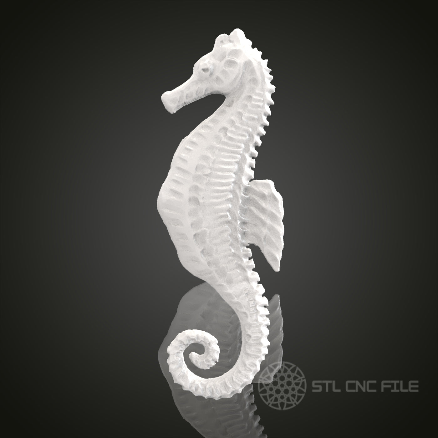 Intricate Seahorse STL Model for CNC Router Engraver | Artcam & Aspire Compatible | 3D Printer Ready | Wood Art Wall Decor