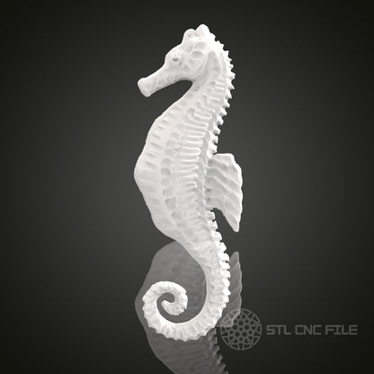 Intricate Seahorse STL Model for CNC Router Engraver | Artcam & Aspire Compatible | 3D Printer Ready | Wood Art Wall Decor