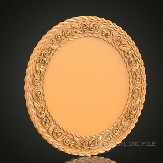 Ornate Baroque Plate Frame STL Model – Perfect for CNC Routing and 3D Printing"