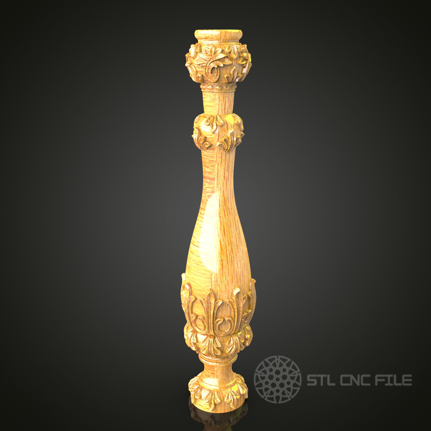 Ornate Architectural Column STL Model for CNC Router - Ideal for Artcam, Aspire, Luxurious Interior Design