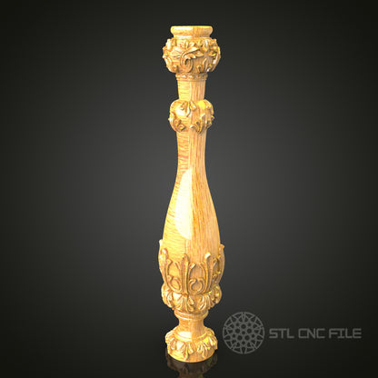Ornate Architectural Column STL Model for CNC Router - Ideal for Artcam, Aspire, Luxurious Interior Design