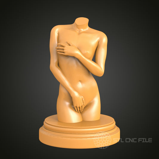 Abstract Female Torso 3D STL Model, CNC Router Engraver Artcam Aspire, Wood Art Sculptural Decor, 3D Printer Ready, PDF with STL Link