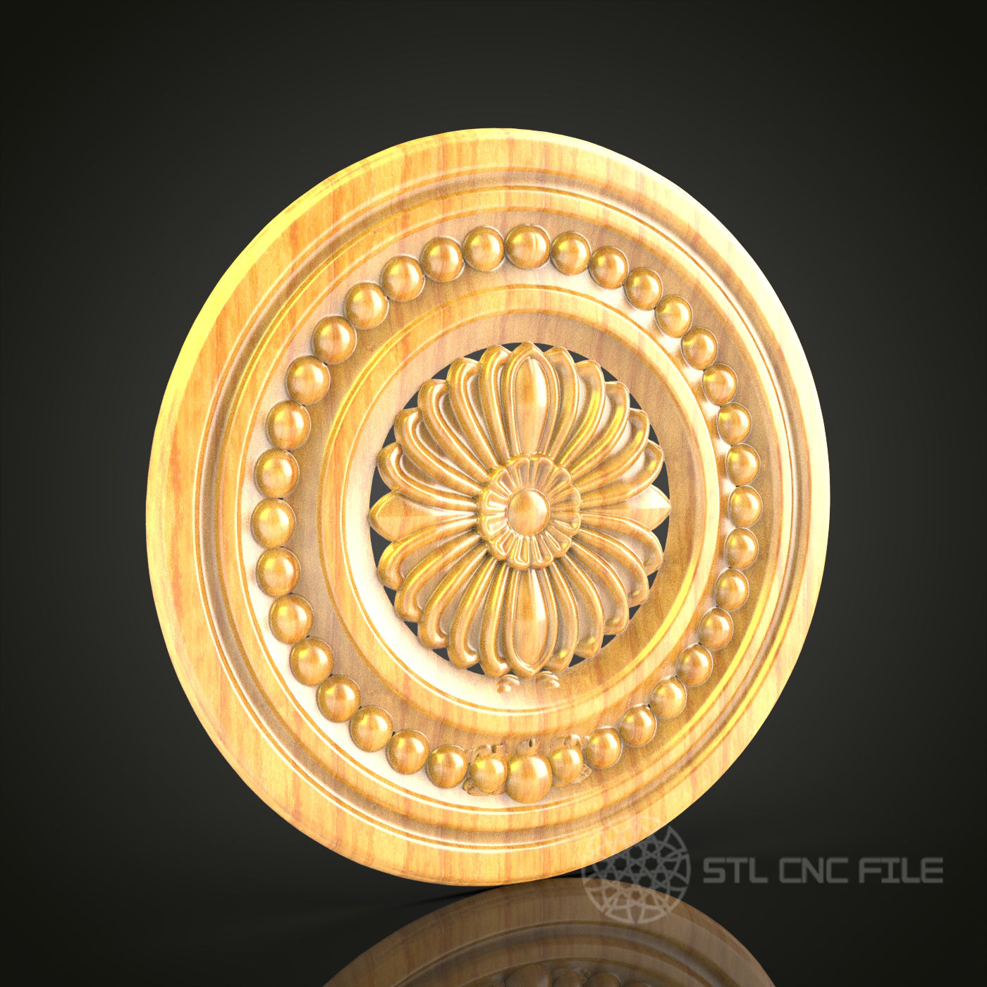Ornate Circular Rosette STL Model for CNC Router, Compatible with Artcam, Aspire - Decorative Wall Art