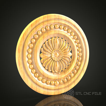 Ornate Circular Rosette STL Model for CNC Router, Compatible with Artcam, Aspire - Decorative Wall Art