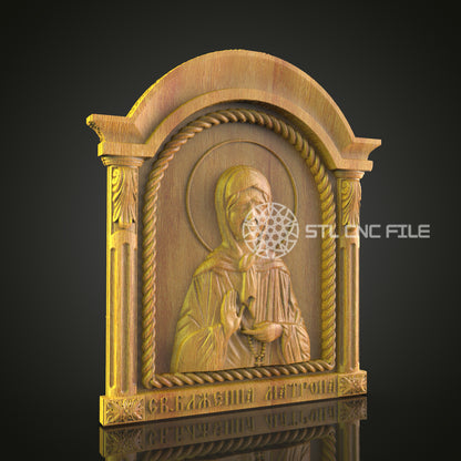 Sacred Icon Wall Art - CNC Engraved Religious Figure, Spiritual STL Wood Carving