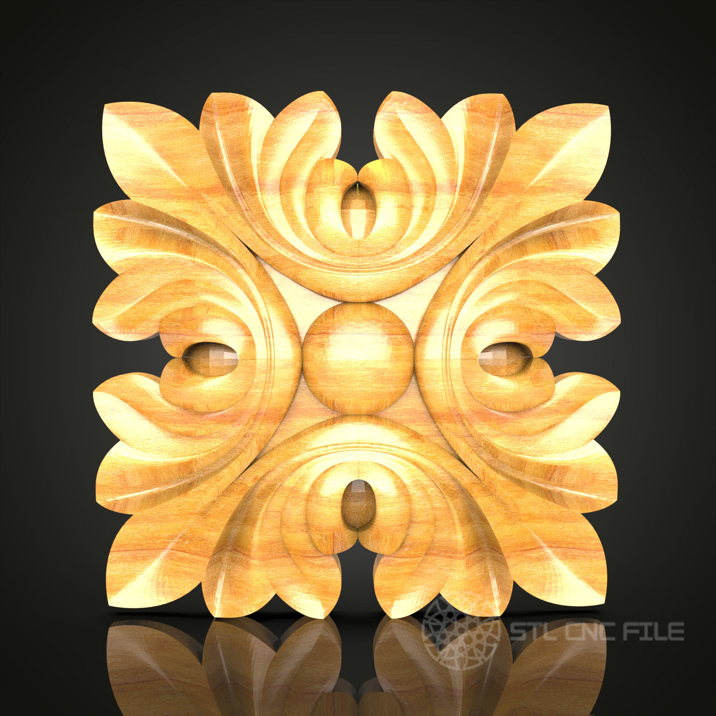 Elegant Symmetric Floral STL Model – CNC Router File for Artcam & Aspire, Perfect for Wall Art