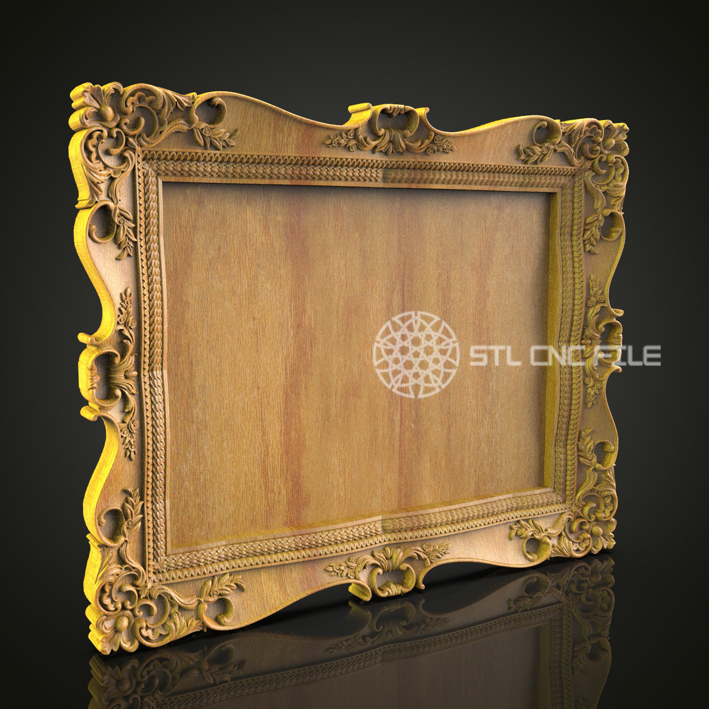 Ornate Baroque Frame CNC Carving File - Elegant Wood Art Frame for CNC Router, Compatible with Artcam, Aspire