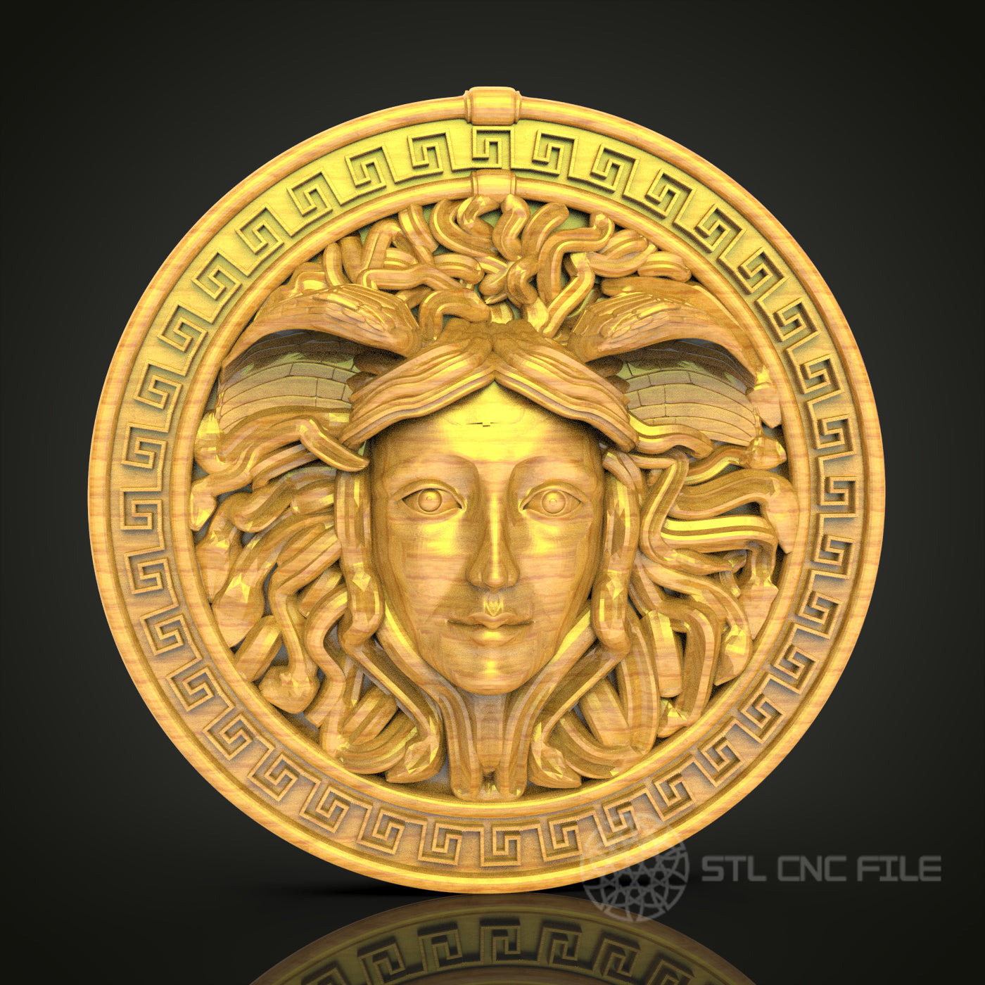 Medusa Greek Mythology Wall Art - CNC Router Engraved STL Model, Decorative Wooden Panel