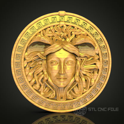 Medusa Greek Mythology Wall Art - CNC Router Engraved STL Model, Decorative Wooden Panel
