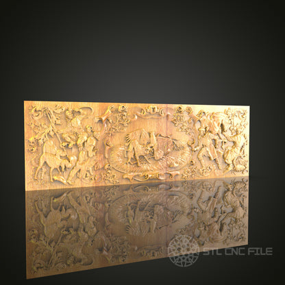 Mythical Beasts and Heroes Wood Panel - CNC Router STL for Classical Decor