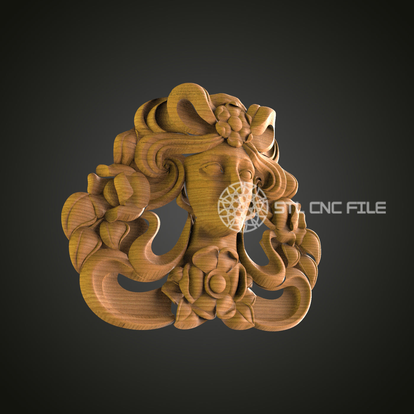 Mystic Forest Nymph CNC STL File - Decorative Wooden Wall Art for 3D Printing, Artcam, Aspire