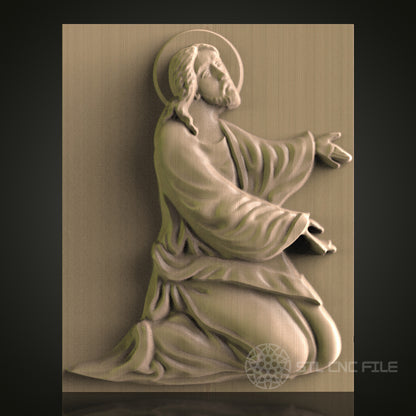 Kneeling Figure Relief Art STL Model for CNC Router Engraver - Wood Art Wall Decor - 3D Printer File for Artcam and Aspire