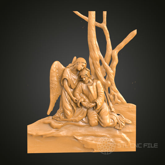 Religious Angel and Jesus 3D STL Model, CNC Router Engraver Artcam Aspire, Wood Art Wall Decor, 3D Printer Ready, PDF with STL Link
