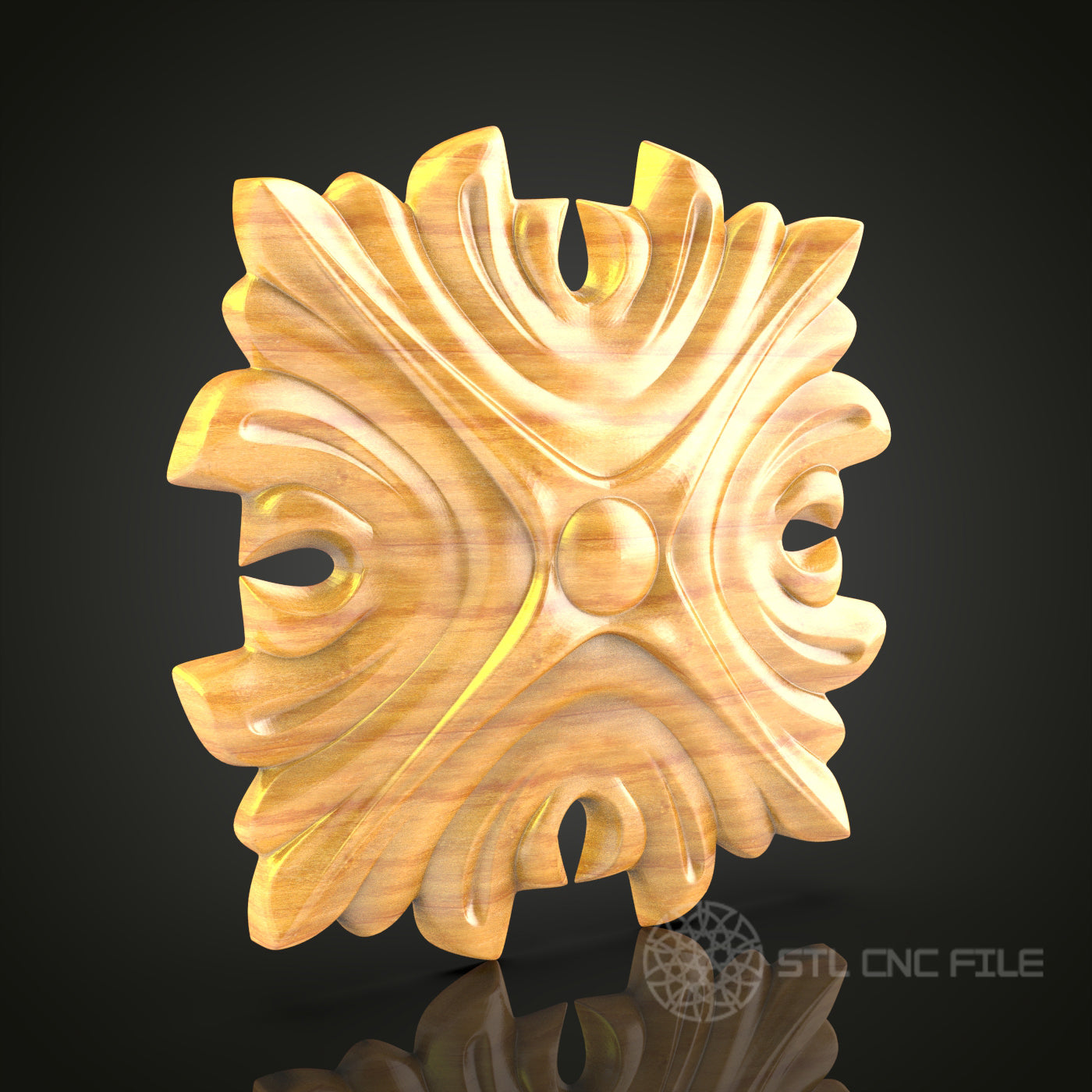 Abstract Geometric Wood Carving STL File - Unique CNC Router Art Decor Model for Digital Download