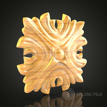 Abstract Geometric Wood Carving STL File - Unique CNC Router Art Decor Model for Digital Download
