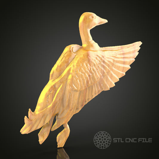 Elegant Flying Goose STL Model for CNC Router - Dynamic Wood or Metal Art