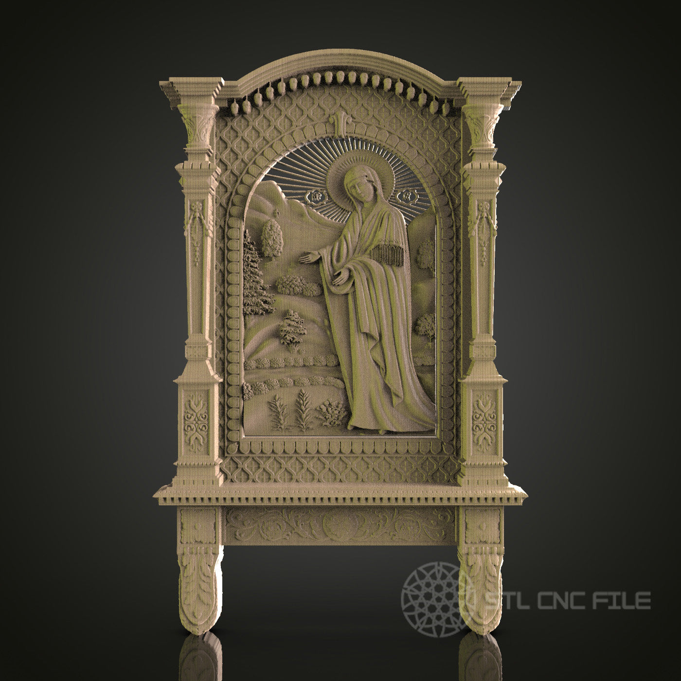 Intricate Religious Wall Art - STL Model for CNC Router Engraver, Artcam, Aspire, 3D Printer