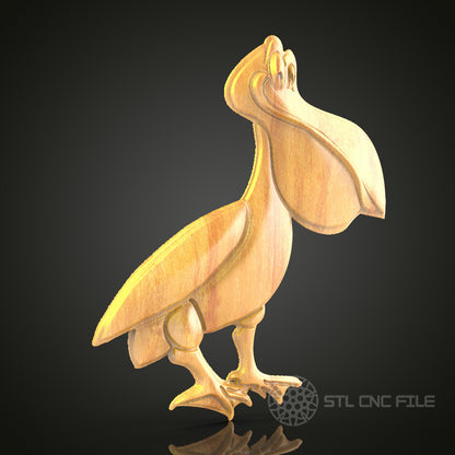 Whimsical Pelican STL File for CNC, 3D Wood Carving, Charming Bird Art, Router Engraving, Playful Decor