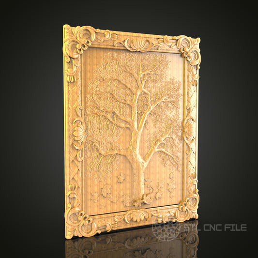 Tree of Life 3D STL Model - CNC Router File for Nature Inspired Wood Carving, Decorative Art Panel