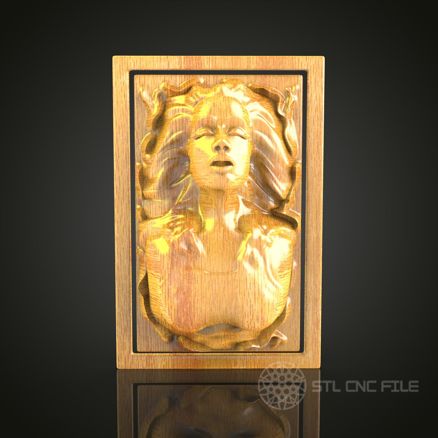 Elegant Female Portrait Wall Art - 3D STL File for CNC Wood Carving