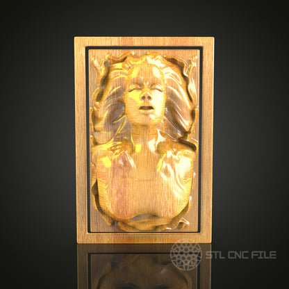 Elegant Female Portrait Wall Art - 3D STL File for CNC Wood Carving