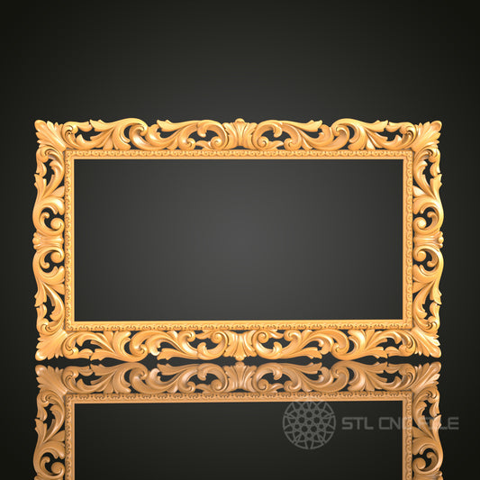 Victorian Style Rectangular Frame STL Model for CNC Router Engraver and 3D Printer - Wall Decor