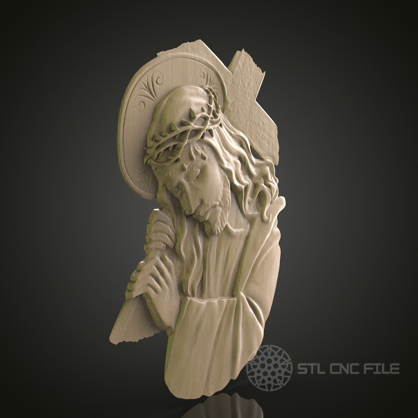 STL Model of Jesus Carrying Cross, CNC Router Engraver, Artcam, Aspire, CNC files, Wood Art, Wall Decor, 3D Printer