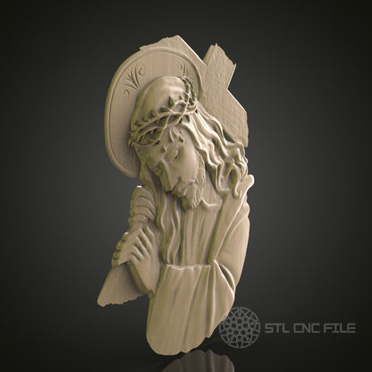 STL Model of Jesus Carrying Cross, CNC Router Engraver, Artcam, Aspire, CNC files, Wood Art, Wall Decor, 3D Printer