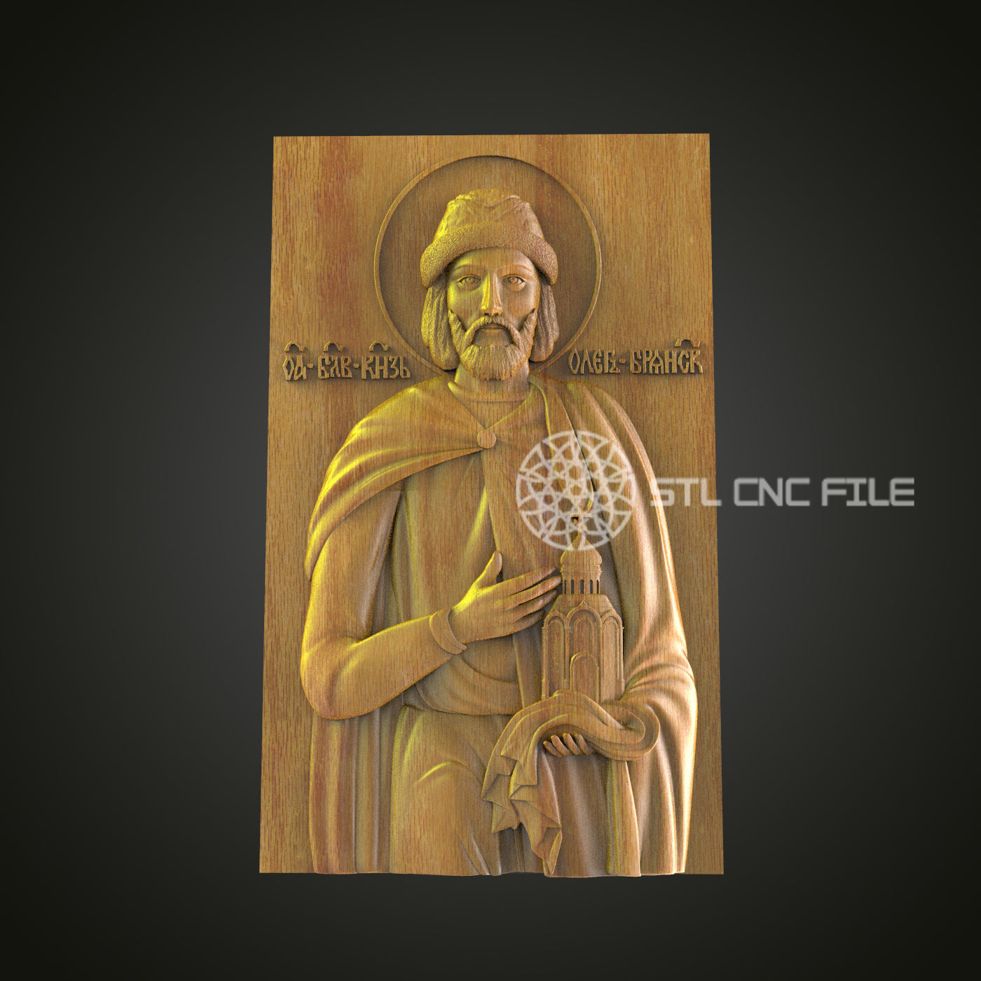 Saint-Themed Carved Panel STL File, Religious Iconography for CNC, Spiritual Wood Art Design