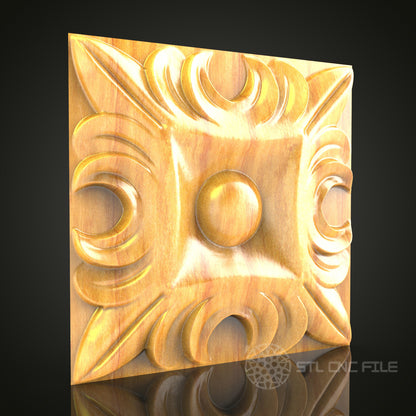 Modern Geometric CNC Router STL Model - Abstract Wood Carving Design
